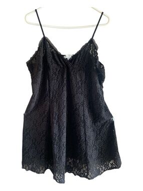 Y2K Plus Size 2X Black Lace FloralChemise Intimate slip dress